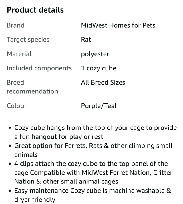 Ferret Nation Cozy Cube easy hang on cage new  in Accessories in Windsor Region - Image 3