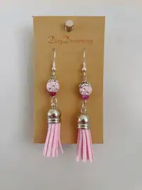 Handmade earrings_pink tassel