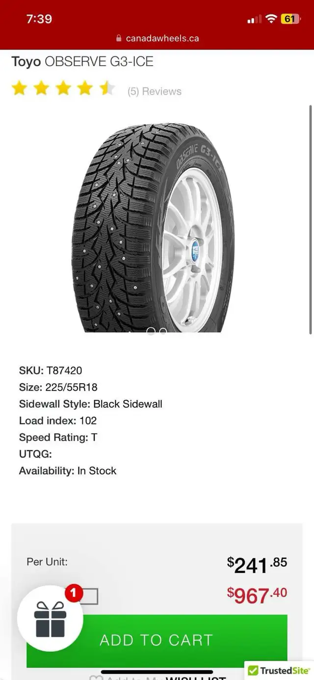 TOYO Winter Tires Studded 225/55R/18 in Tires & Rims in Bedford - Image 6