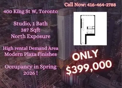 Unbeatable King West Deal! Modern Studio in the Heart of Downtown Toronto! 400 King St W Studio | 1...