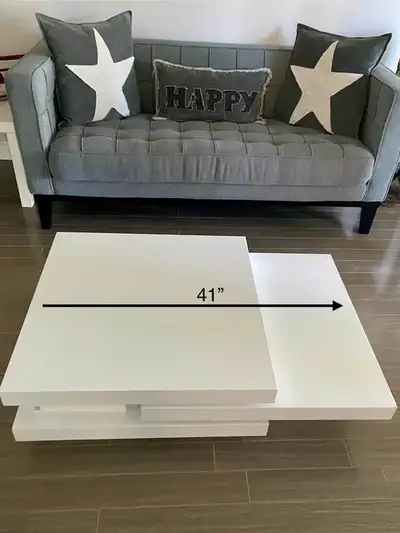Modern White Coffee Table and Media Console Set, View more