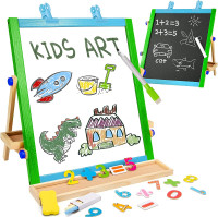 NEW CIRO Toys Tabletop Art Easel for Kids, Wooden Double-Sided