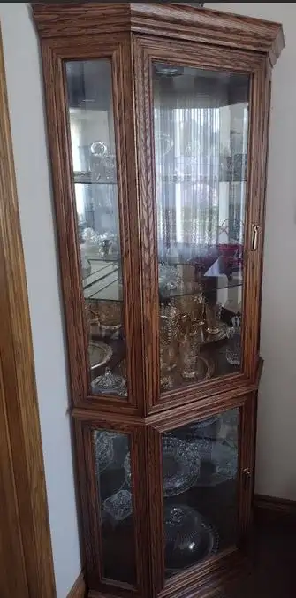 Solid oak curio cabinet by Buhler manufacturing Made in Canada, View more