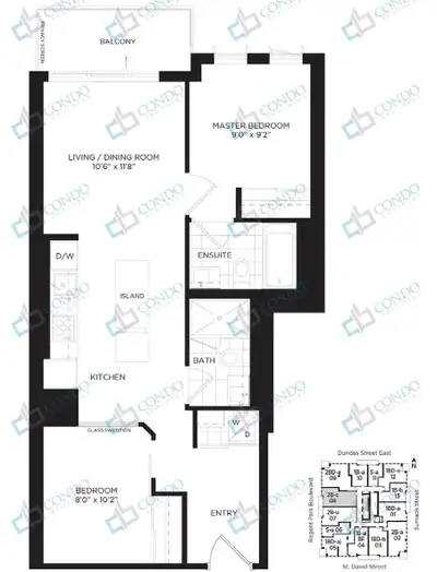 Bright 2 bed, 2 bath condo on 55 Regent Park Blvd with underground parking and storage locker includ...