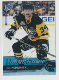 2016-17 UD YOUNG GUNS CLEAR CUT TOM KUHNHACKL PITTSBURGH PENGUIN