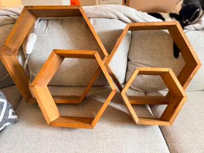 Handmade hexagon shelves, View more