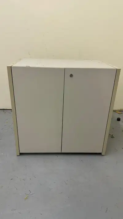 Metal Storage Cabinet w/ Brown Doors + Casters (Rolling), View more