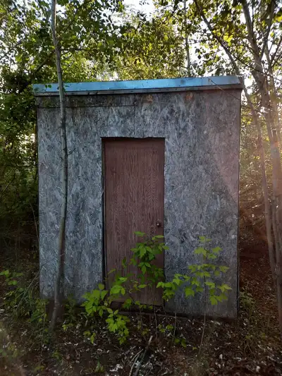 8x8 wood shed that is built very solid but was never sided. Needs two sheets of plywood replaced at...