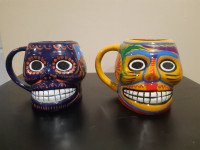 2 mexican skull mugs