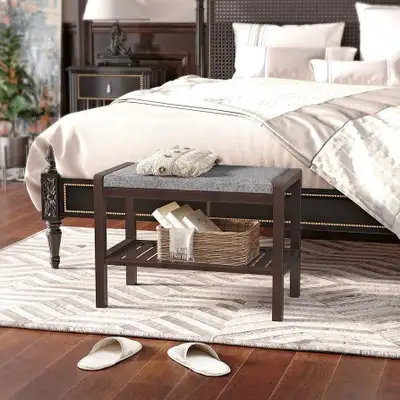 Shoe Rack Bench with Cushion Upholstered Padded Seat, Storage Sh, View more