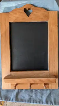 Wooden Chalkboard with Three Pegs