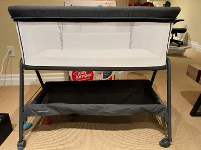 ANGELBLISS Baby Bassinet Bedside Crib with Storage Basket and Wheels, Easy Folding Bed Side Sleeper...