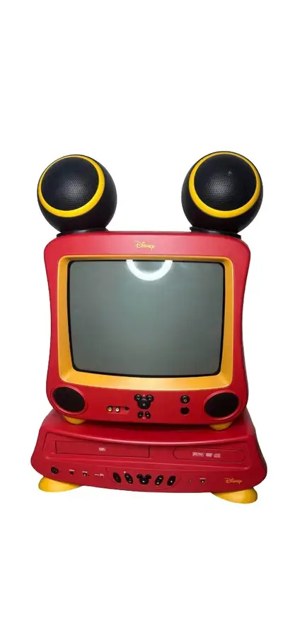 Experience a blast from the past with this charming, used Disney Mickey Mouse CRT TV, featuring a 13...