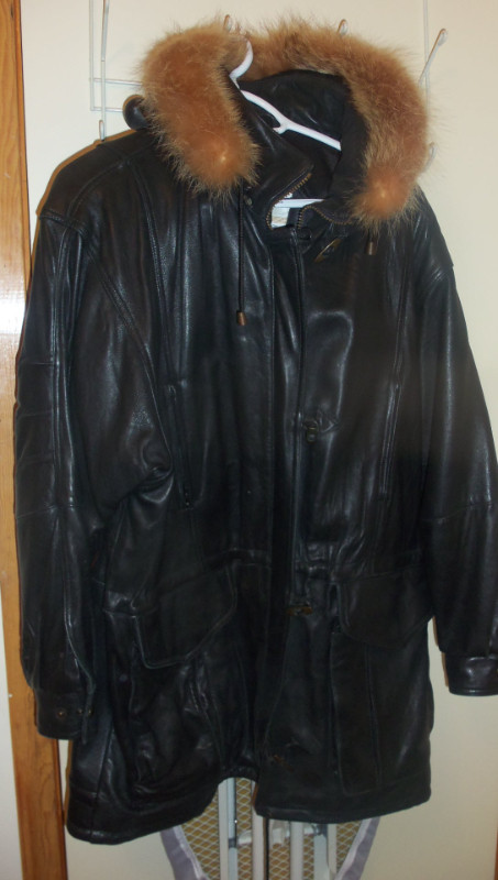 Gorgeous Black Leather Coat with Detachable Fur Trimmed Hood in Women's - Tops & Outerwear in Stratford - Image 2