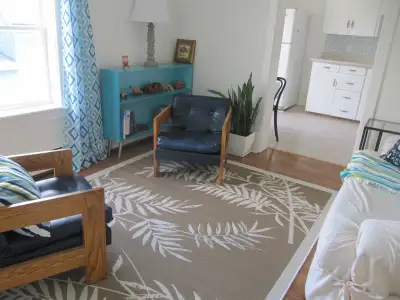 Furnished apartment on the second floor with a sunny living room that faces south over the grassy co...
