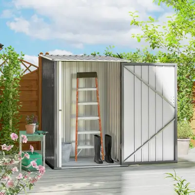 3.3' x3.4' Lean-to Garden Storage Shed, Outdoor Galvanized Steel, View more