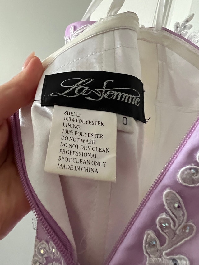 Purple Prom Formal La Femme Dress with Lace Detail Women's Dresses