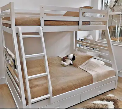 Twin Over Double Bunk Bed with Storage – Perfect for Kids & Fami, View more