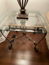 Glass coffee table and side table