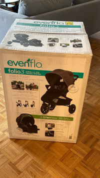 Baby stroller, baby car seat. Evenflo Folio3 Travel System W/ Li