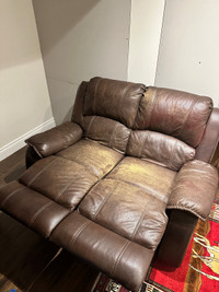 Leather Recliner Sofa and Love seat