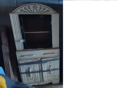 Antique Kitchen Cabinet Hutch Wood White, View more