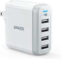 Anker 40W 4-Port USB Wall Charger with Foldable Plug, PowerPort