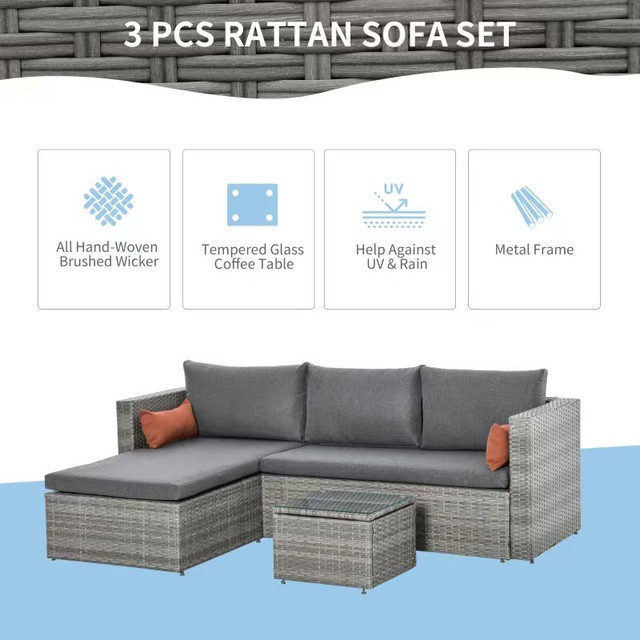 3-Piece  Outdoor Patio All-hand Woven Rattan Wicker Furniture in Patio & Garden Furniture in City of Toronto - Image 3