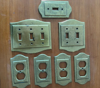 VINTAGE BRASS SWITCH PLATE & PLUG COVERS