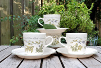 Vintage Corelle Herbs and Thyme Coffee Cup Set