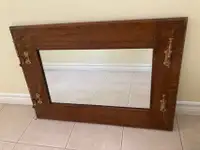 Antique solid oak mirror
