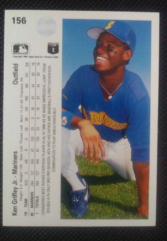 Ken Griffey Jr, 2nd year MLB card,1990 Upper deck, in Penticton in Arts & Collectibles in Penticton - Image 2