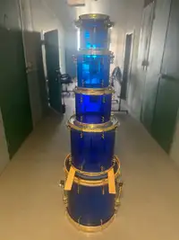Batterie Precision drums Acrylic blue DW drum rack 8-10-12-16-20