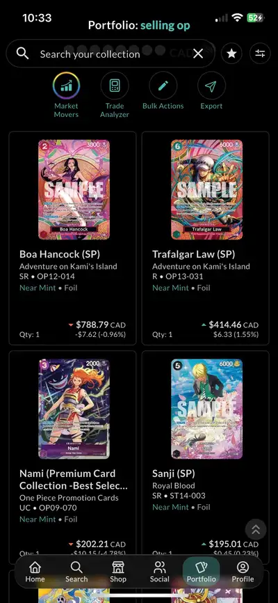 Trading my one piece cards at 80-85% in my favor, View more