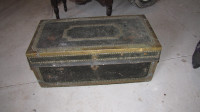 Decorative wood brass and leather box