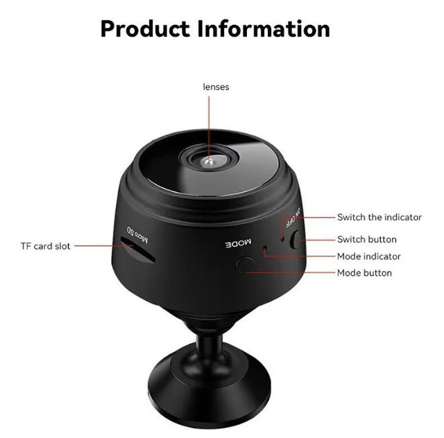 WiFi Mini Camera, Video and Voice Recorder, Security Monitoring in General Electronics in City of Toronto - Image 2