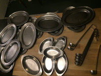 6 Volrath Stainless Steel Serving Dishes + 13 JR platters