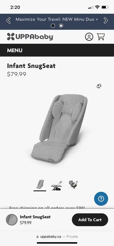 REDUCED - UppaBaby Infant SnugSeat - BNIB, View more