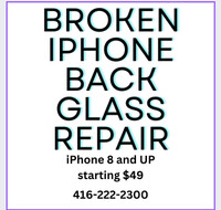 iphone X 11  12 13 14 15 cracked back glass repair