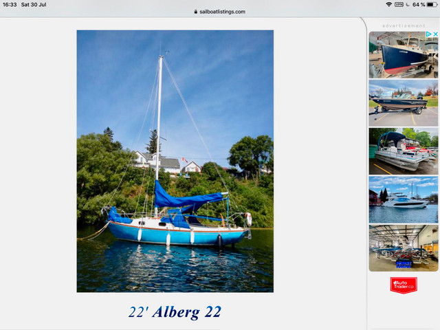 New price  Alberg 22 in Sailboats in Kingston - Image 2