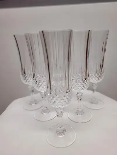 VTG Set 0f 6 “Longchamp” Cristal D’Arques Flutes, View more
