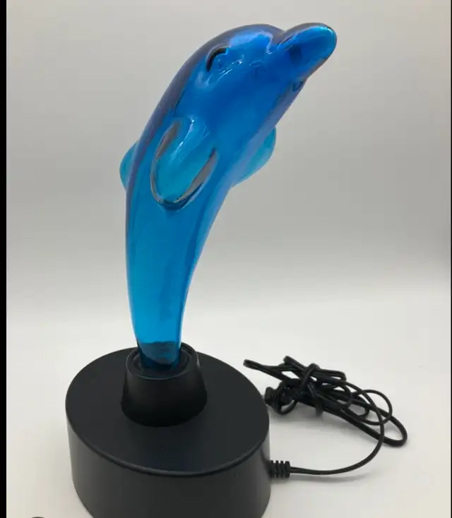 Lumisource Electric Blue Glass Dolphin Plasma Lightning Lamp in Indoor Lighting & Fans in Edmonton - Image 6