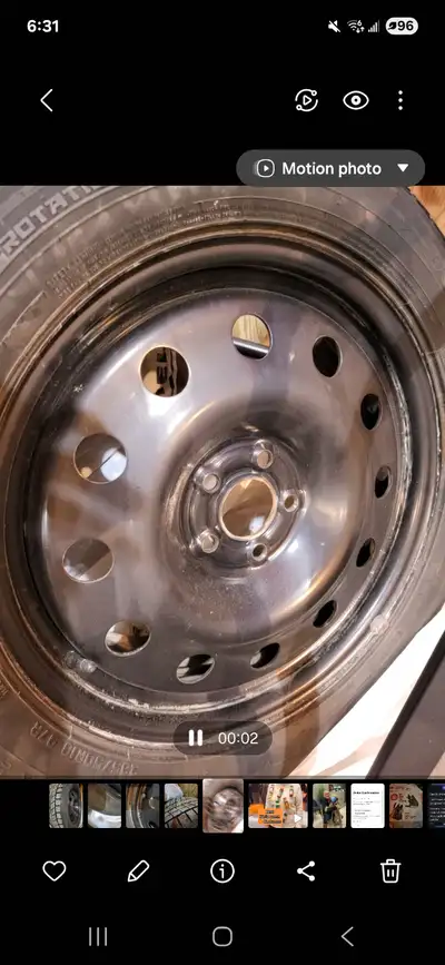 Brand name, quality winter tires. Used but in very good condition. Black steel rims new last year. S...