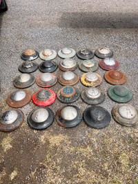 Vintage V8 hub caps for man cave or shop