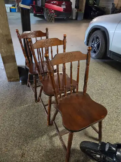 Vintage Carved Wood Pressback Dining Chairs, View more