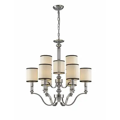 Handsome 9-Light Chandelier with Glass Accents & Shades, View more