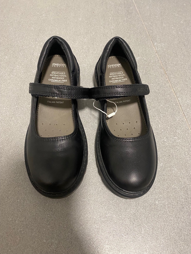 Size 32 GEOX girl uniform shoes black  leather school shoes in Kids & Youth in Markham / York Region