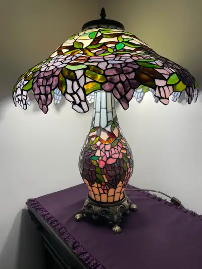 Tiffany-Style Double-Lit Stained Glass Table Lamp (26” H), View more