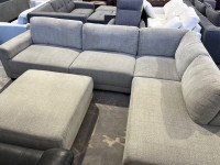 Fabric Sectional with Ottoman - NEW