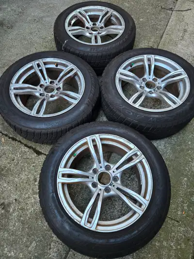 225/55/17 good tread. Wheels are in great condition Bolt pattern: 5x120 Disclosure: one tire has a n...